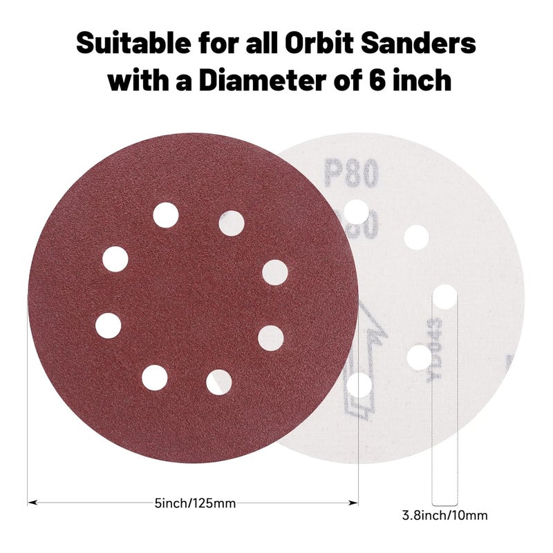 Vesagrin 50 PCS 5 Inch Sanding Discs 120Grit, Round Hook and Loop Sandpaper for Random Orbital Sander - Image 2